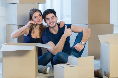 Student removals van and moving team working in St Johns Wood